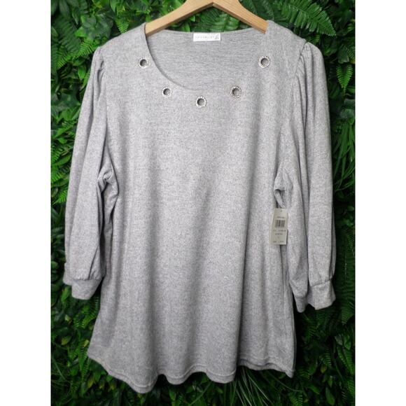 RETRELOGY Tops Women 2XL Gray Balloon Sleeve Blouse Stone Jeweled NWT 0013 - Picture 10 of 14